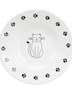 TRIXIE Napf flach Katze/Pfoten weiß 200 ml