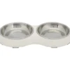 TRIXIE Napf-Set flach Melamin/Edelstahl weiß 2 x 0,2 l