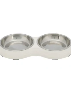 TRIXIE Napf-Set flach Melamin/Edelstahl weiß 2 x 0,2 l