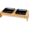TRIXIE Napf-Set Keramik/Holz hellbraun, schwarz 2 x 0,2 l
