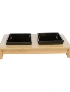 TRIXIE Napf-Set Keramik/Holz hellbraun, schwarz 2 x 0,2 l