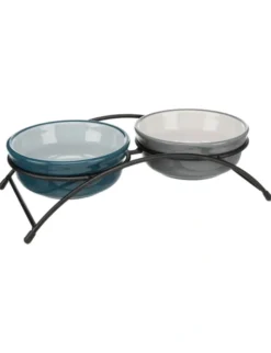 TRIXIE Napf-Set Keramik/Metall grau, petrol 2 x 0,25 l