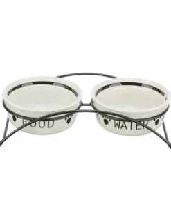 TRIXIE Napf-Set Keramik/Metall schwarz, weiß 2 x 0,25 l