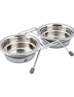 TRIXIE Napf-Set Klapperschutz grau 2 x 0,25 l