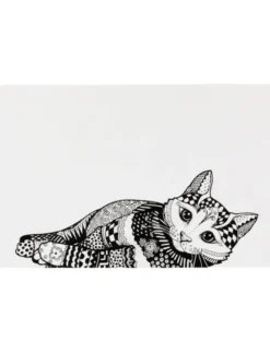TRIXIE Napfunterlage Katze schwarz, weiß 44x28 cm