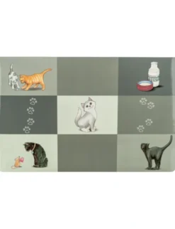 TRIXIE Napfunterlage Patchwork Cat grau 44 x 28 cm