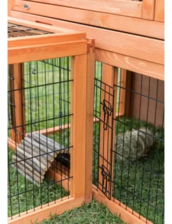TRIXIE natura Kleintierstall + Freilaufgehege gerade braun