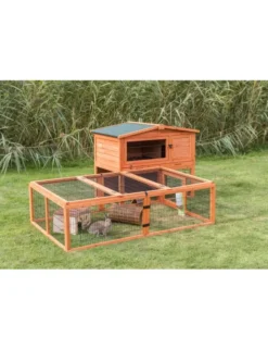 TRIXIE natura Kleintierstall + Freilaufgehege spitz braun