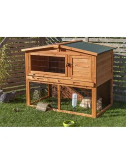 TRIXIE natura Kleintierstall + Freilaufgehege spitz braun