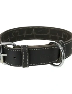 TRIXIE Rustic Fettleder-Halsband Heartbeat schwarz S-M