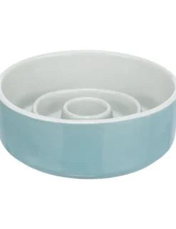 TRIXIE Slow Feeding Napf Keramik blau, grau 0,45 l