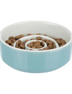 TRIXIE Slow Feeding Napf Keramik blau, grau 0,45 l
