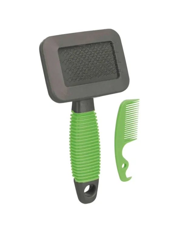 TRIXIE Softbürste Kunststoff/Metallborsten grau, grün 7 x 13 cm