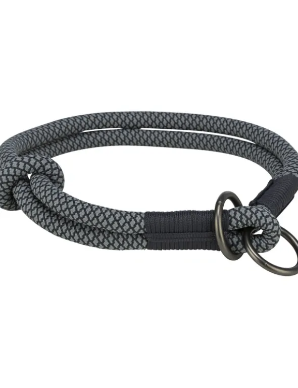 TRIXIE Soft Rope Zug-Stopp-Halsband grau, schwarz XS