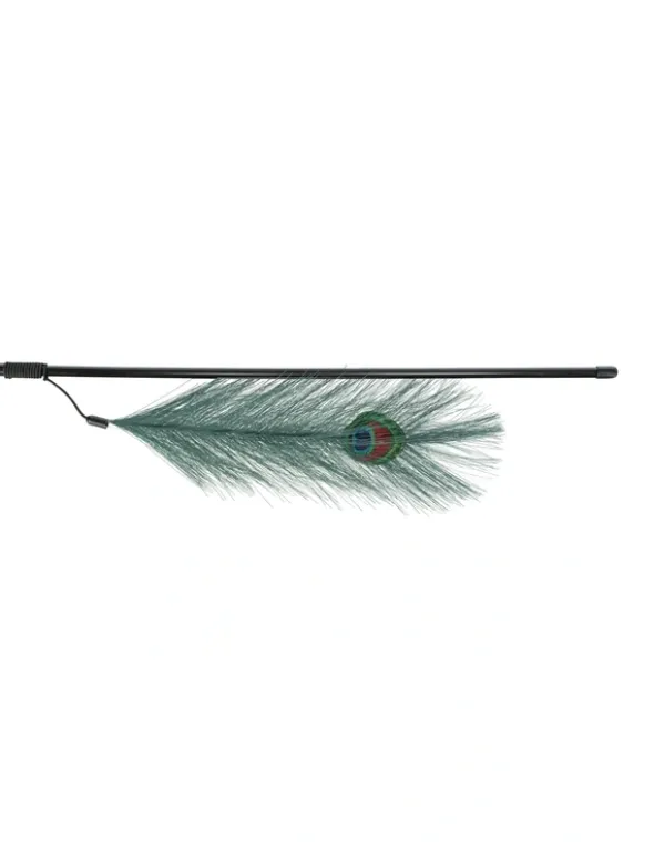 TRIXIE Spielangel mit künstlicher Pfauenfeder schwarz 47 cm