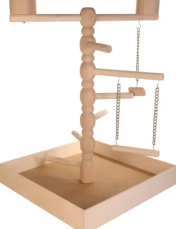TRIXIE Spielplatz Holz mit 2 Näpfen beige