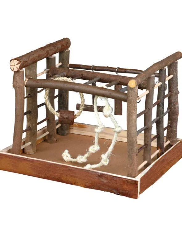 TRIXIE Spielplatz mit Leitern, Ring, Seil braun