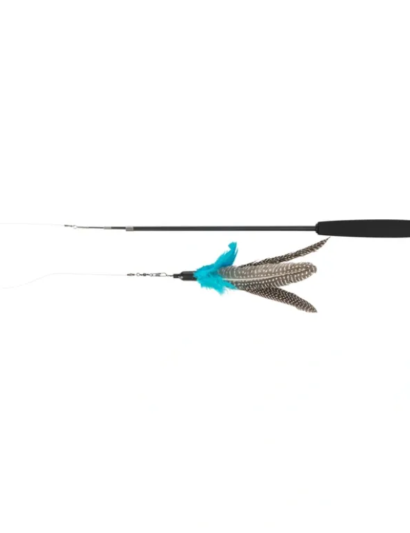 TRIXIE Teleskop-Spielangel mit 2 Spielzeugen schwarz 40–98 cm
