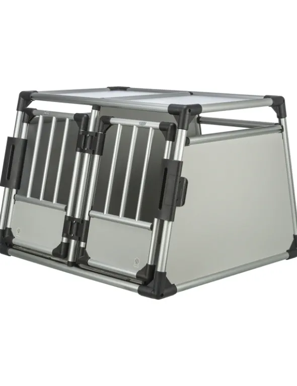 TRIXIE Transportbox doppelt Aluminium hellgrau, silber 93x64x83 cm