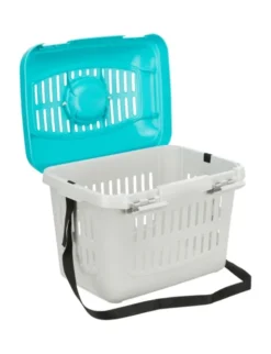 TRIXIE Transportbox Midi-Capri hellgrau, türkis bis 5 kg