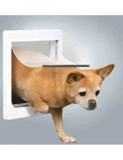 TRIXIE 2-Wege Freilauftür mit Tunnel für Hunde weiß 25 x 29 cm