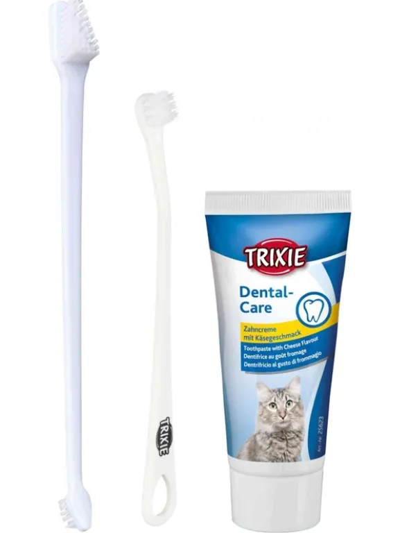 TRIXIE Zahnpflege-Set für Katzen weiß