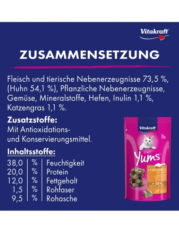 Vitakraft Cat Yums Huhn & Katzengras 40g