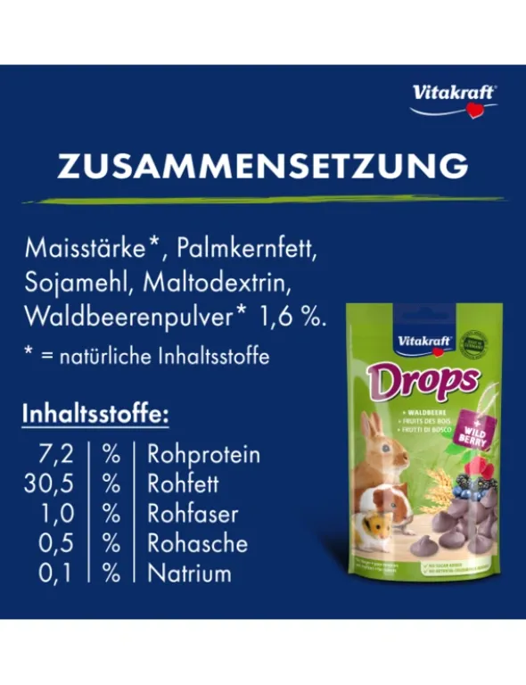 Vitakraft Drops für Nager Waldbeere 75g