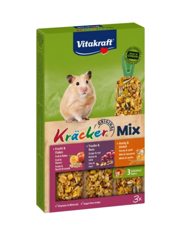 Vitakraft Kräcker 3er für Hamster Honig, Traube & Frucht 168g