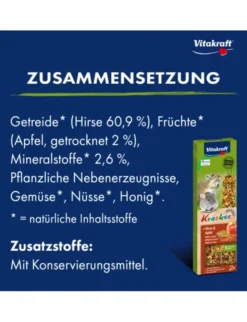 Vitakraft Kräcker 2er für Kleinnager Hirse + Apfel 60g