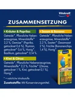 Vitakraft Kräcker 3er für Sittiche Banane, Kräuter & Kiwi 90g