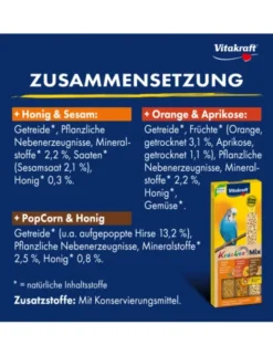 Vitakraft Kräcker 3er für Sittiche Honig, Orange & Popcorn 80g