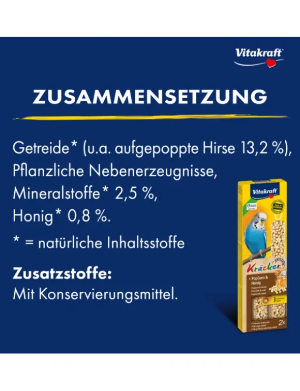 Vitakraft Kräcker 2er für Sittiche Popcorn & Honig 45g