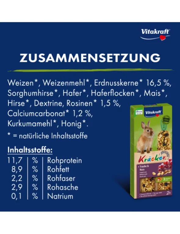 Vitakraft Kräcker 2er für Zwergkaninchen Traube & Nuss 112g