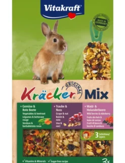 Vitakraft Kräcker 3er für Zwergkaninchen Gemüse, Nuss & Waldbeere 168g