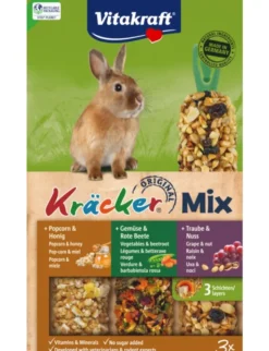 Vitakraft Kräcker 3er für Zwergkaninchen Popcorn, Gemüse & Nuss 160g