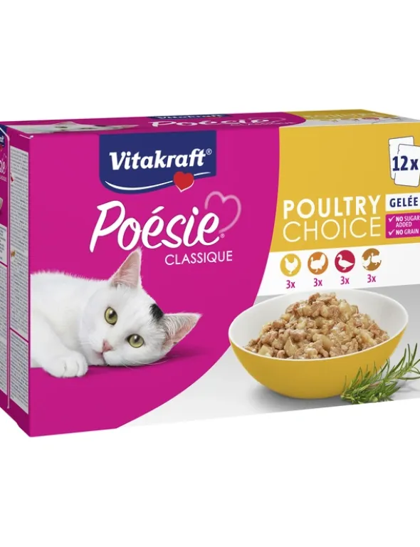 Vitakraft Poésie Classique in Gelée 3x mit Huhn, 3x mit Geflügel, 3x mit Pute, 3x mit Ente 1kg