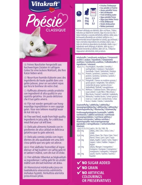 Vitakraft Poésie Classique in Gelée 3x mit Huhn, 3x mit Geflügel, 3x mit Pute, 3x mit Ente 1kg