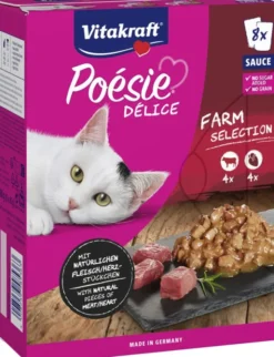 Vitakraft Poésie Délice Farm Selection in Sauce 4 x mit herzhaftem Rindfleisch, 4 x mit wertvollem Herz 680g