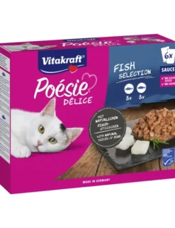 Vitakraft Poésie Délice Fish Selection in Sauce 3 x mit erlesenem Seelachs, 3 x mit delikatem Kabeljau 510g