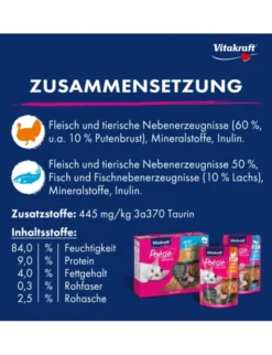 Vitakraft Poésie Délice Meat & Fish in Gelée 3 x mit Putenbrust, 3 x mit Lachs 510g