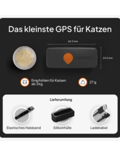 Weenect XS GPS Tracker für Katzen schwarz
