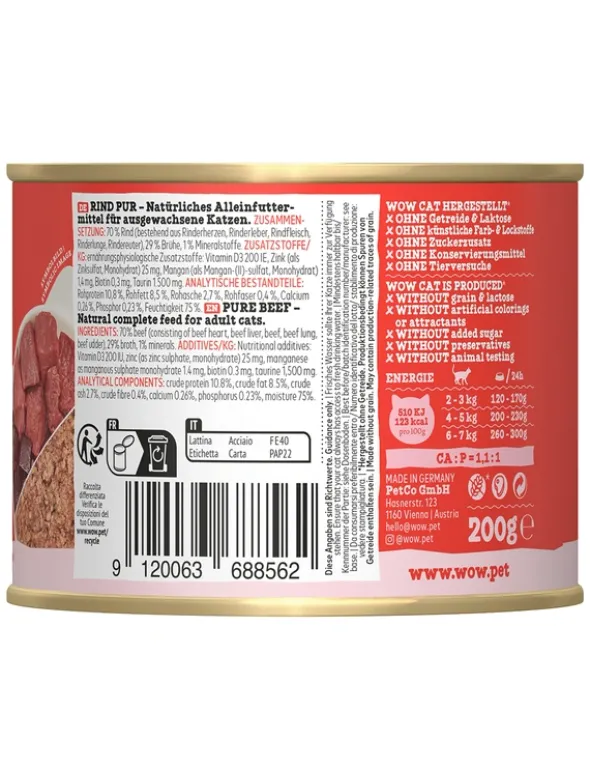 WOW Cat Adult Rind Pur 200g