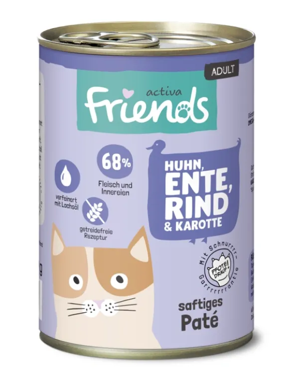 6 x activa Friends Adult Huhn, Ente, Rind & Karotte 400g