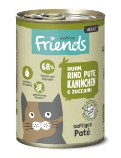 6 x activa Friends Adult Huhn, Rind, Pute, Kaninchen & Zucchini 400g