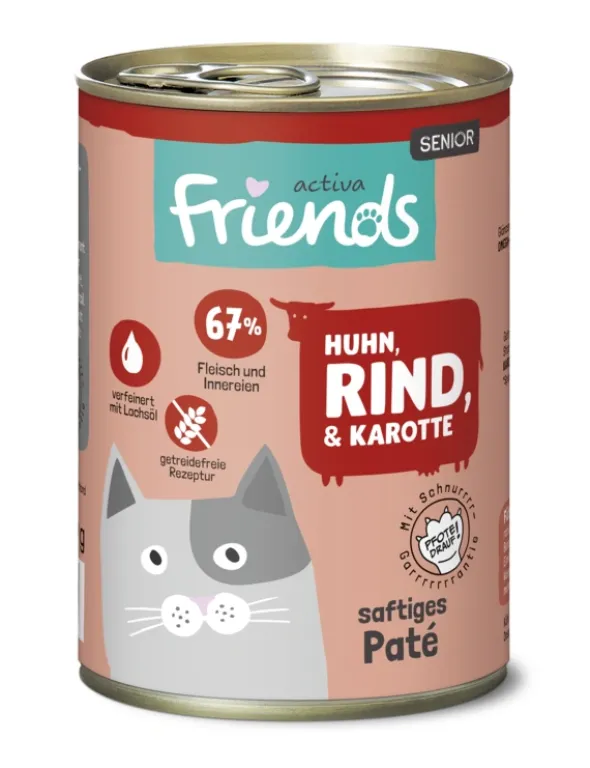 6 x activa Friends Senior Huhn, Rind & Karotte 400g