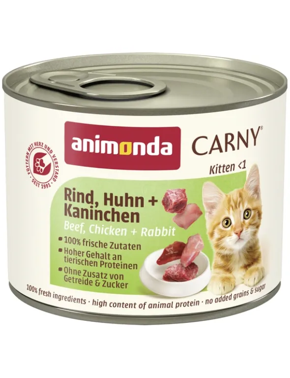 12 x Carny Kitten Rind, Huhn + Kaninchen 200g