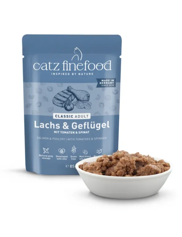 16 x catz finefood CLASSIC Adult Lachs & Geflügel 85g