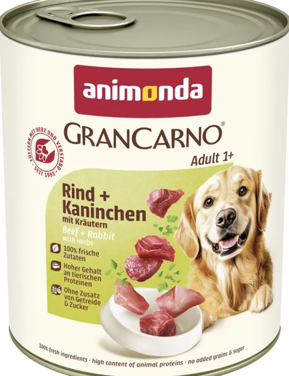 6 x GranCarno Adult Rind + Kaninchen mit Kräutern 800g