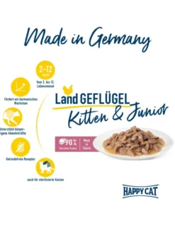 20 x HAPPY CAT Young Meat in Sauce Kitten & Junior Land-Geflügel 85g